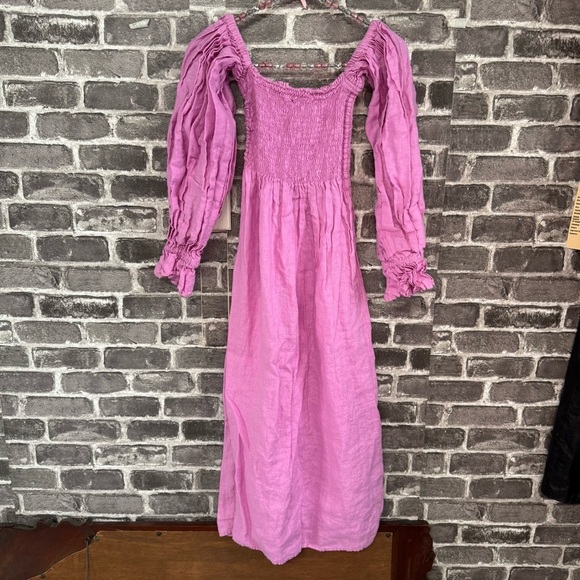 Sleeper Atlanta Pink Linen Dress midi - Picture 14 of 14